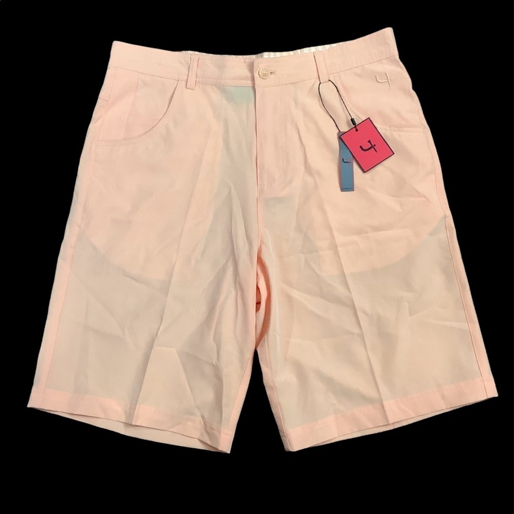 Women's Par 4 Golf 32 Large 12 - 14 Chino Khakis Shorts Bermuda Peach Stretch - Picture 6 of 11